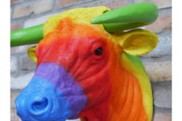 Colourful Bull Head Wall Decoration