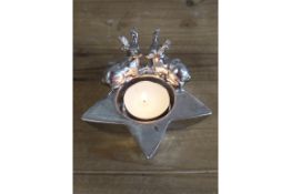 Silver Stag Tea Light Holders X2