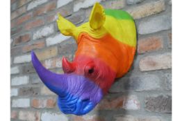 Colourful Rhino Head Wall Decoration
