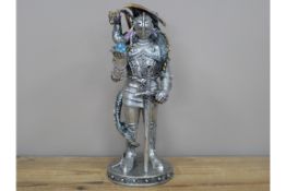 Silver Knight with Dragon Ornament