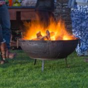 Large Iron Fire Pit with Grill and Stand
