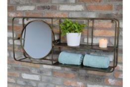 Bronzed Metal Wall Unit With Tilting Mirror