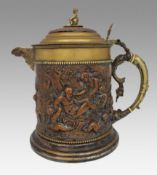 Fine Large 19th c. Metalware Stein Tankard