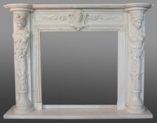Carved Fire Surround with Caryatid Figures White Marble