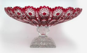 Stunning Ruby Overlay Crystal Centrepiece Bowl