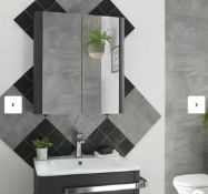 Brand New Boxed Bathstore Linen Bathroom Mirror Cabinet 600mm - Grey RRP £245 **No VAT**