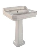 Brand New Boxed Bathstore Whitechapel White Basin and Pedestal with 2 Tap Holes RRP £200 **No VAT...