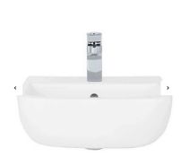 Brand New Boxed Bathstore Cedar White Semi Recessed Basin with 1 Tap Hole - 420mm RRP £110 **No V...