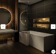 Brand New Bathsstore Lena White Left Hand Shower Bath with Screen - 1700 x 850mm RRP £480 **No VA...