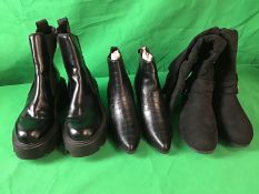 3 x Pairs Ladies Black Boots Including New Look Mixed Sizes