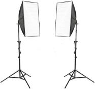 Pair of Photography Studio Continuous Lighting Softbox Light Kit With Stand