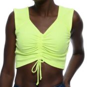 5 Style Snatch Fluorescent Vibes Only Lime Green Crop Tops RRP £40