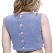 5 style snatch Pastel Blue Crop Top With Buttons RRP £75