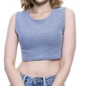 5 style snatch Pastel Blue Crop Top With Buttons RRP £75