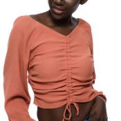 4 Puff Sleeve Coral Crop Tops RRP £80