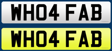 WH04 FAB Private Number Plate on Retention Certificate