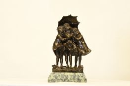 Title: Bronze Children on Marble BaseDescription: 1525 - This delightful hand cast bronze depicts
