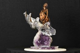 Title: Bronze and Amethyst Lady in ShellDescription: 1555 - Absolutely stunning hand cast Spanish