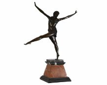 Title: Bronze Dancer on Marble BaseDescription: 1222 - Beautifully Detailed Bronze Dancer on Multi
