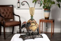 Title: Elephant cast in Bronze/BrassDescription: 4488 - Hand painted cast brass/bronze elephant with