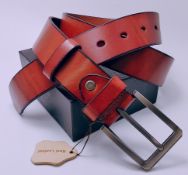 10 Vintage Style Brown Boxed Italian Leather Belts Size - 42''-46'''
