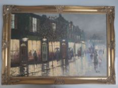 Renowned Barry Hilton Oil On Canvas Painting Depicting Street Life Scene