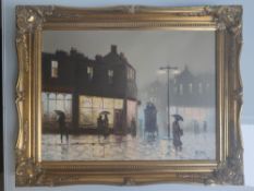 Renowned Barry Hilton Oil On Canvas Painting Depicting Street Life Scene