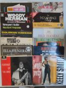 A Collection of 35 x Jazz, Blues Etc Vinyl Record LPs In A Vintage Case