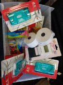 Till rolls, hole punches, post sponges, mini folding clocks plus more in mixed box