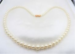 16 Inch Single Strand Pearl Necklace With Gift Pouch