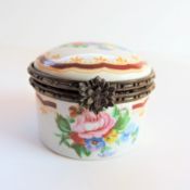 Antique French Limoges Porcelain Pill/Trinket Box