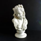 Antique Continental Porcelain Bust of A Young Lady Artist Signed 26cm High
