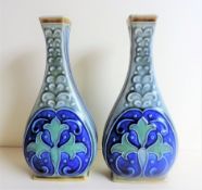 Pair Antique Doulton Lambeth Ethel Beard Vases