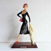 A. Santini Sculpture Fashionable Lady From Art Deco Era Signed By Artist c. 1970's
