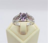 Sterling Silver Rose de France Amethyst Ring