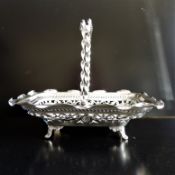 Antique Art Nouveau Silver Plated Cake/Bon Bon Basket Circa 1890's.