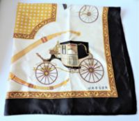 Hermes Style Jaeger Silk Scarf  Hand Rolled and Stitched