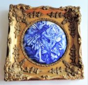 Vintage Gilt Framed Porcelain Fairy Plaque In The Manner of Doulton Burslem