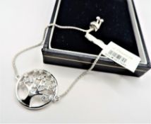 Sterling Silver Swarovski Zirconia Tree of Life Bracelet New With Gift Pouch