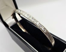 Sterling Silver Channel Set Gemstone Bangle New With Gift Pouch