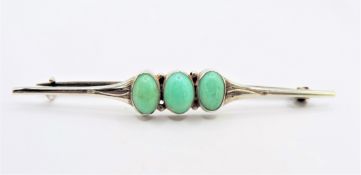 Vintage Sterling Silver Turquoise Cabochon Brooch