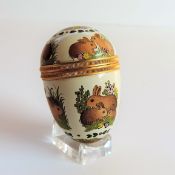 Halcyon Days Enamels Egg Trinket Box Bunny Rabbits Family Hearts