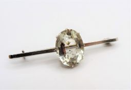 Vintage Sterling Silver 10.5CT Rock Crystal Bar Brooch