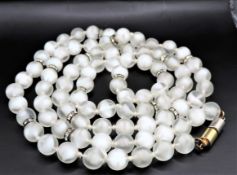 Murano Glass Bead & Crystal Necklace 46 inches Long.
