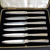 Cased Set 6 Silver Handled Tea Knives Hallmark Date 1933