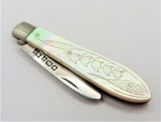 Antique Silver & Mother of Pearl Fruit Knife - Robert Pringle & Sons 1908