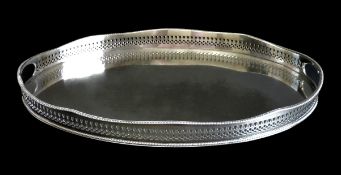 Antique Silver Plated Gallery Serving Tray c. 1920's