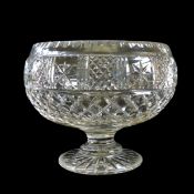 Large Vintage English Hand Cut Crystal Pedestal Bowl