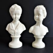 Pair Vintage Italian Alabaster Busts 20cm Tall