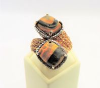 Sterling Silver Bumble Bee Jasper & Citrine Ring New With Gift Pouch